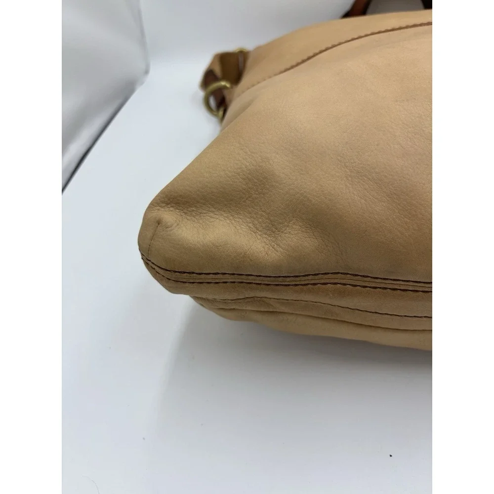 Fossil Explorer‎ Fold-Over Leather Crossbody Messenger Shoulder Bag Tote Tan